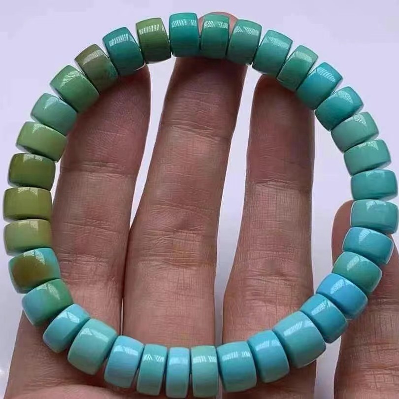 Natural Raw Turquoise High Porcelain Straight Cut Bracelets, Special Color Matching Design, Turquoise Straight Cut High Porcelain Blue Old Style