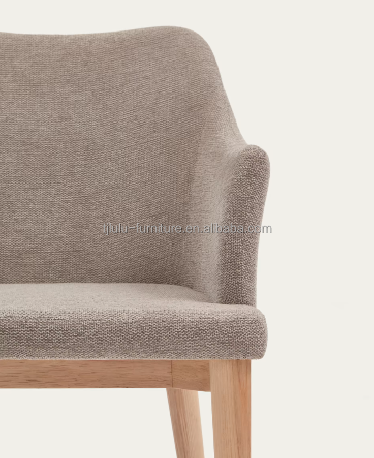 Hotel Restaurant Furniture Natural Color Upholstered Solid Wood Dining Chairs
