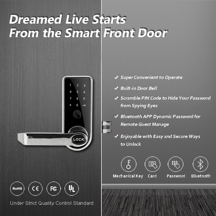 Keyless Keypad Door Lock , Password Card App Bluetooth Digital Lock For Home