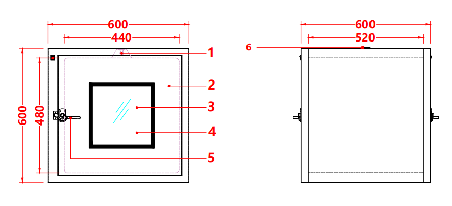 304 Stainless Steel Compact Flat Door Pass Box | 600x600x600mm