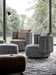 Contemporary Hotel Minimalist Style Genuine Leather Single Sofa for Reception