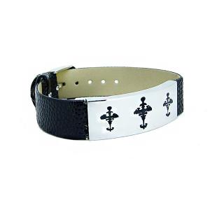 China Europ American Fashion Trendy Stainless Steel Geniune PU Leather Bracelet Bangle LBL10 factory