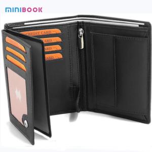 China Men'S Trifold Wallet With Zipper And Coin Pocket Black 100% Genuine Leather Waterproof factory