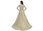 Golden Princess Color Sexy V Neck Mermaid Prom Dresses With Sash Zipper