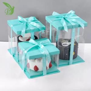 China PET PVC Birthday Party Clear Square Tall Transparent Cake Box on sale