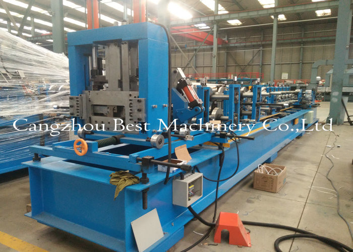 Pre Punching / Post Cutting C Z U Purlin Roll Forming Machine Gcr15 Steel Roller Material