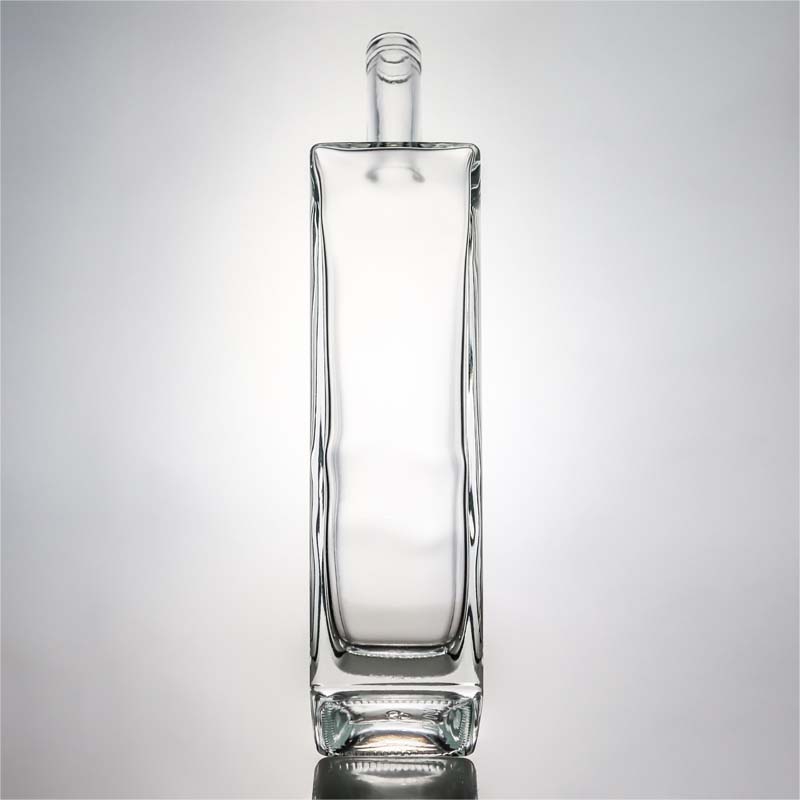 Body Material Glass 1000ml Square Shaped Whisky Bottle with High Flint and Cork