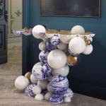 Star Hotel Art Bubble Style Entryway Table With Sturdy Metal Base
