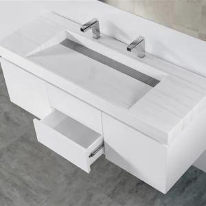 China OEM Melamine Door Finish Bathroom Vanity Cabinet Vanity Unit With Basin factory