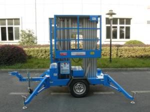 China Trailer Mounted Lift For Wall Cleaning , 10m Dual Mast Hydraulic Work Platform factory