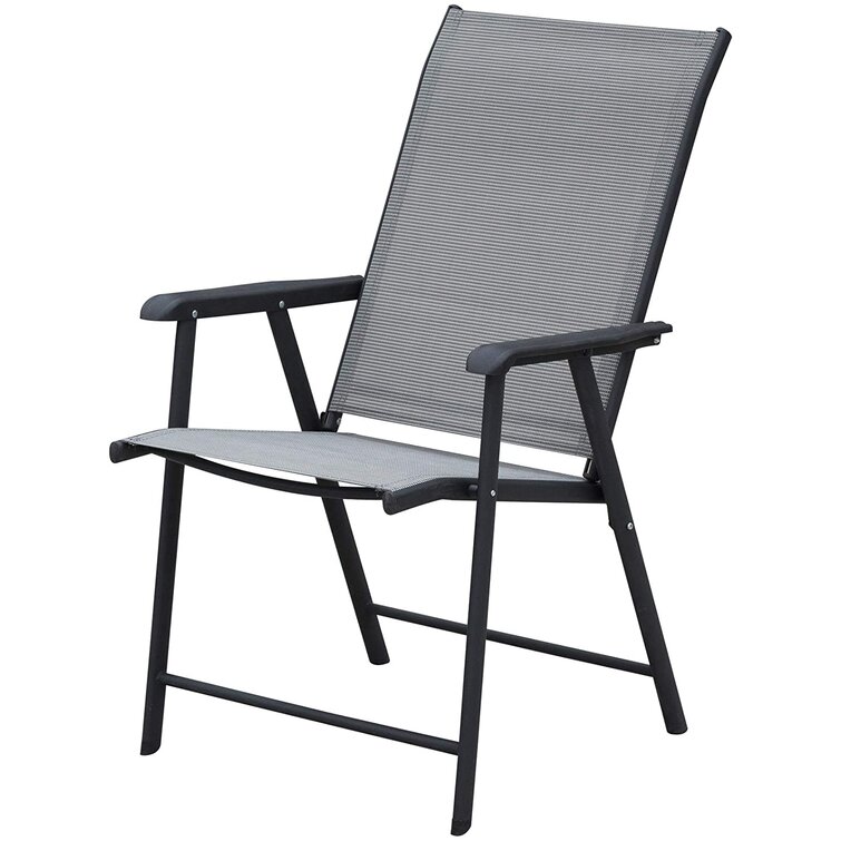 Foldable Armchair Patio Furniture 4 Seater Dining Set with Glass Top and Umbrella Hole