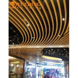 Linear Wood Grain Aluminum Square Tubes Metal Baffle Ceiling System