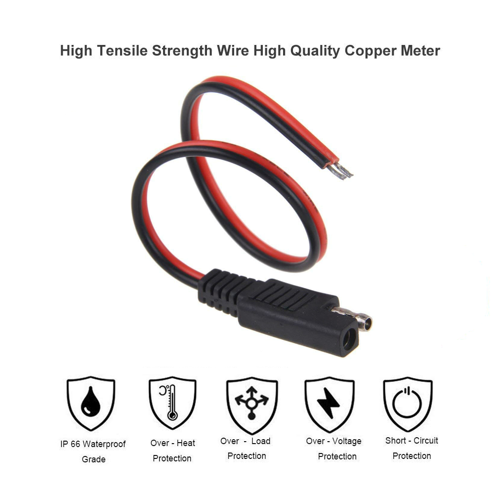 DIY Automotive Solar SAE Extension Cable 18AWG 2 Pin Quick Disconnect