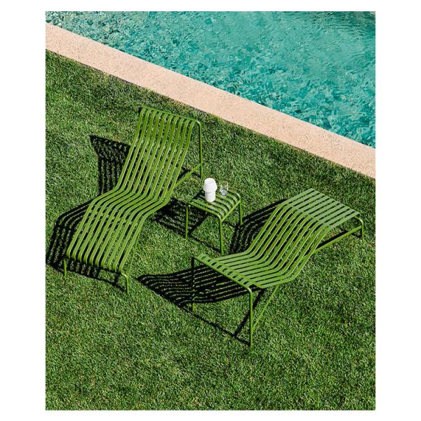 Outdoor Metal Chaise Lounger and Side Table Set for Relaxation L164.5 x W65.5 x