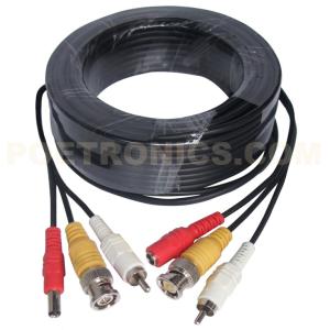 China 5-50 Meters Black/White Color CCTV Pre-made Siamese Video, Audio and Power Cable factory