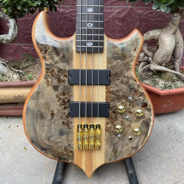 Ebony Fingerboard 4 Strings Bass Factory Burst Maple Top 9V Active Pickup
