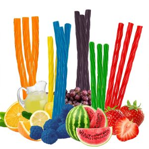 Fruity Flavored Sour Patch Candy Custom Strawberry Sour Straws Jam Filled Twist