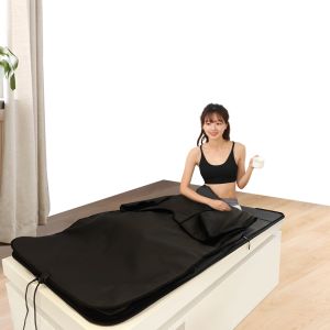 Black Negative Ion Balls Far Infrared Sauna Mat with 12 Pieces Photon Lights for Potential Fat-Burning Effect