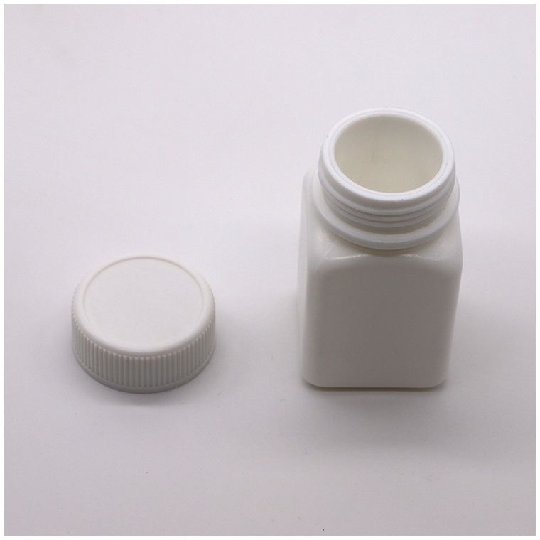 Small Capacity 50cc HDPE Sterile Square Plastic Bottle with Screw Cap