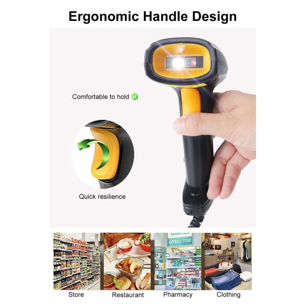 CMOS Supermarket Barcode Scanner IP52 Book QR Code Scanner 5V