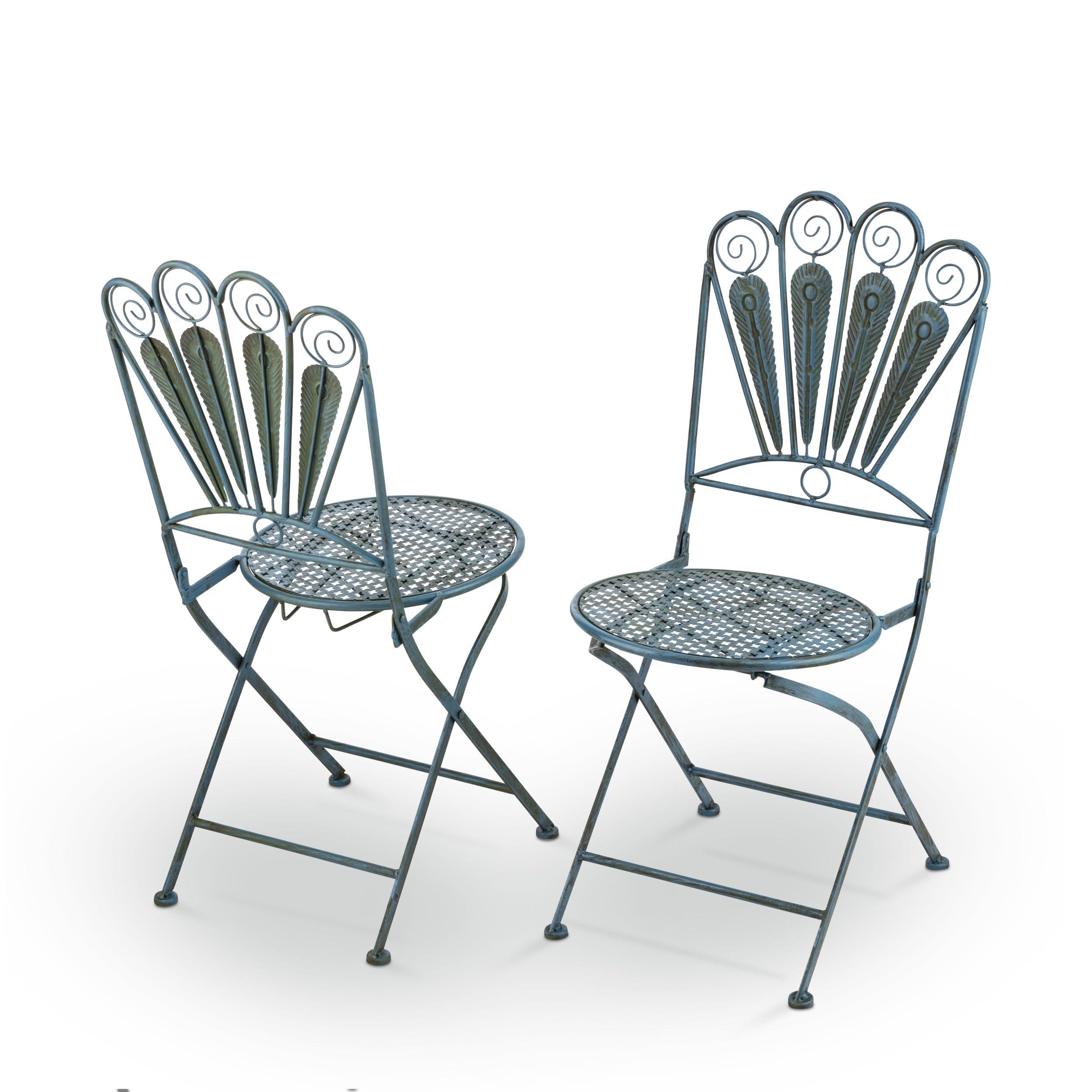 Foldable Table and Chair Patio Set Peacock-Inspired Bistro Set for Any Gathering