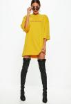 Yellow Oversized T Shirt Dress For Women