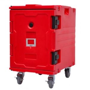 China 82qt Insulated Food Pan Carrier Bag Easy Transport 6 Pan Catering Tray Carrier With 4 Wheels on sale