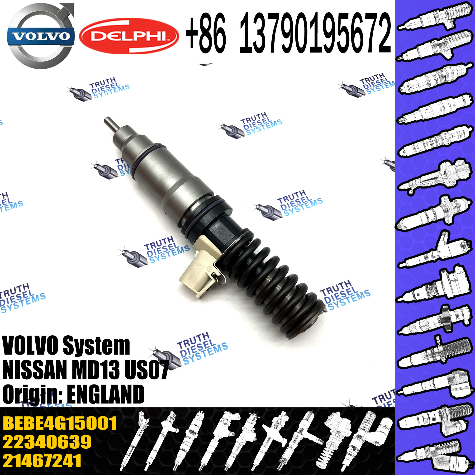 21467241 Common Rail Diesel Engine Parts Electronic Unit Fuel Injector Assembly BEBE4G15001