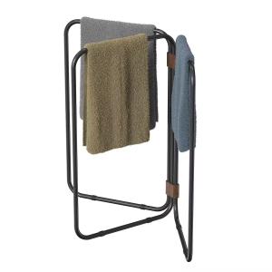 China Foldable Removable Rectangle Household Bathroom Metal FOLDABLE Compact Freestanding Towel Holder factory