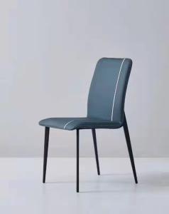 China Haze Blue Antique Wooden Throne Chair Fire Retardant Faux Leather Wood Frame Chair factory