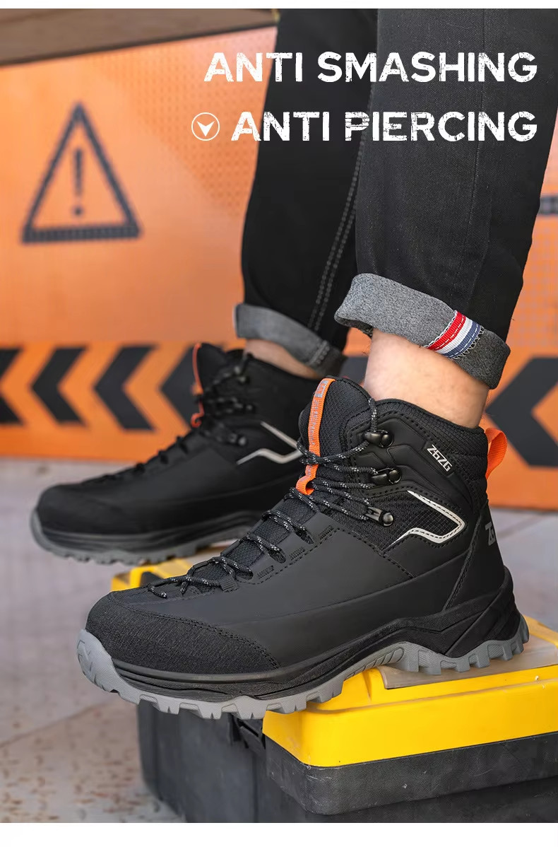 Brown / Green / Black OEM Security Work Boots Microfiber Leather Steel Toe Kevlar Midsole Work Shoes Rubber Sole