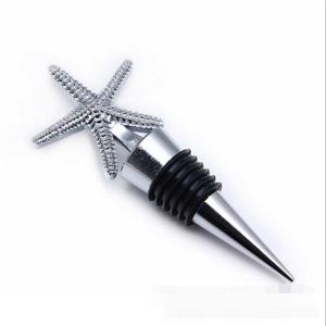 China Die casting zinc alloy 3D marine sea star wine accessories chrome plated wine bottle stopper wedding favor logo engrave factory
