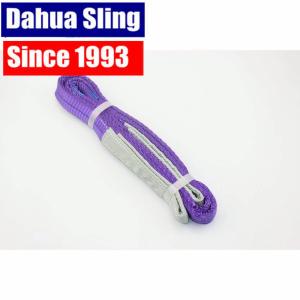 China CE GS Purple Duplex Polyester Lifting Slings With Reinforced Lifting Eyes 1 Tonne factory