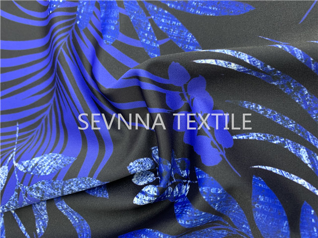 Sapphire Leaf Sustainable Poly Stretch Leggings Fabric Moisture Wicking