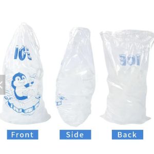 LDPE Drawstring Plastic Ice Bags Transparent Custom Printed Recycle