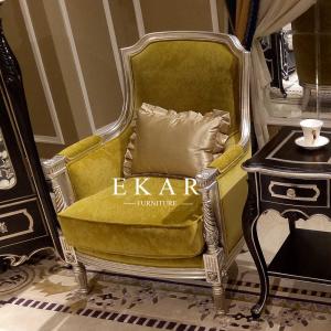 China French Style Single Seater Chair Classic Wooden Armchair Fabric Chair factory