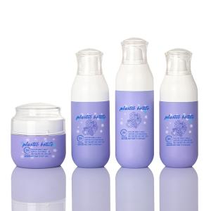China Empty Custom Purple Hair Care Spray Plastic Cosmetic Packaging Bottle And Jars Sets factory