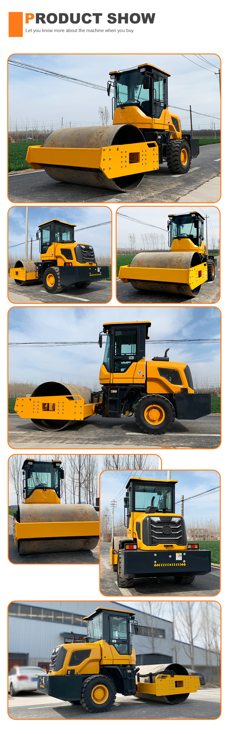 88 kw YUNNEI Engine HQ-YL8000 8 Ton Vibratory Road Roller for Asphalt Construction