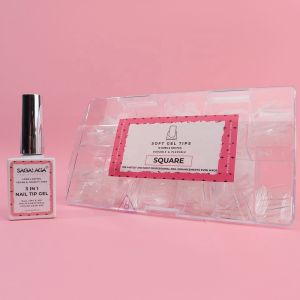 SAGALAGA Clear Matte Nail Extension Tips with Customized Box Soft Gel Tips in
