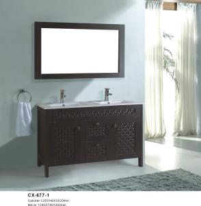 China Black Color PVC Floor Mounted Bathroom Cabinets 120cm Wide with Double Basin factory