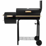 Chrome Plated BBQ Charcoal Smoker Grill with Temperature Gauge 71cm Cooking