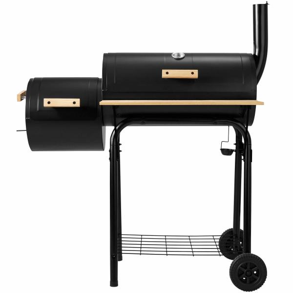 Chrome Plated BBQ Charcoal Smoker Grill with Temperature Gauge 71cm Cooking