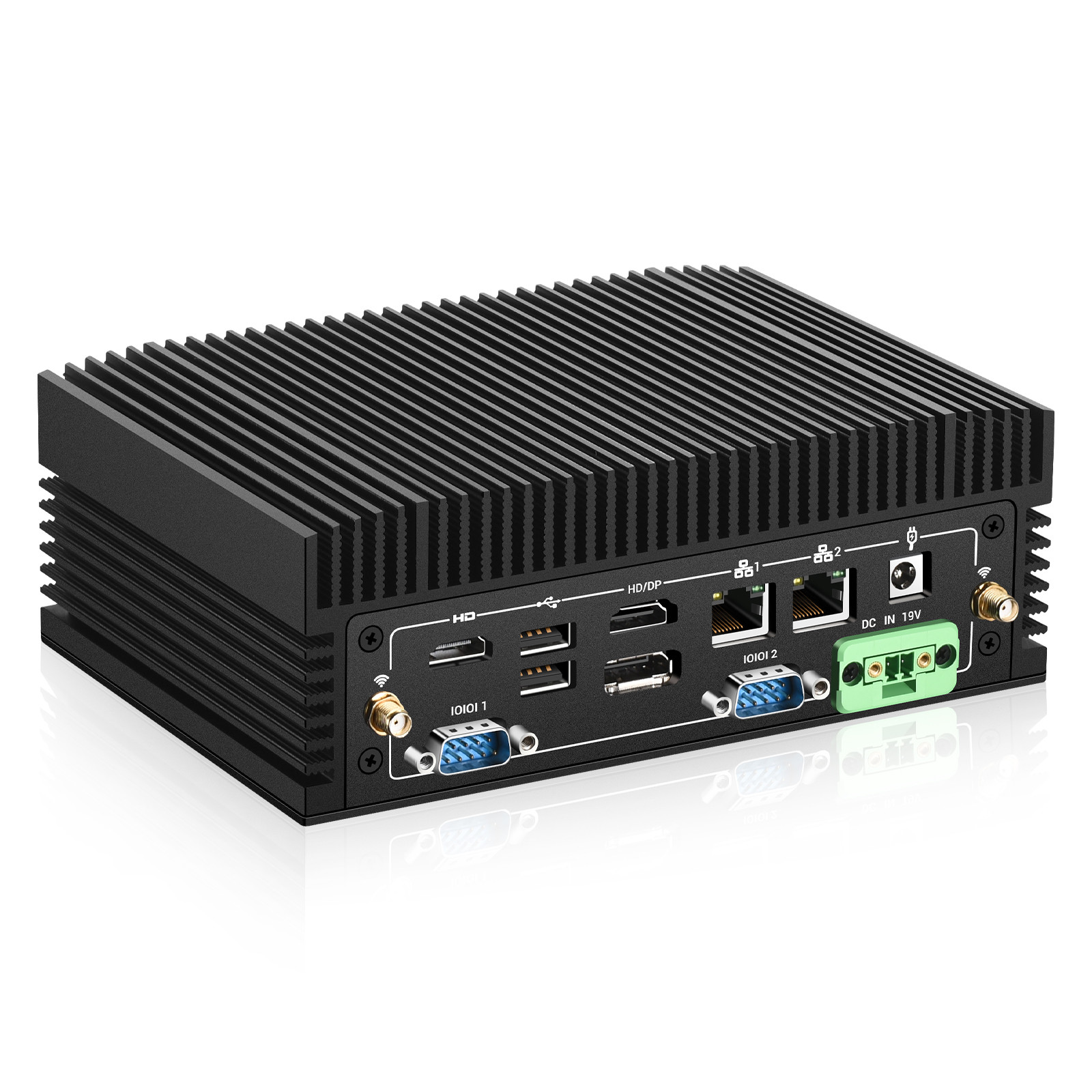 2 x COM232/485 i3/i5/i7 12th/13th gen 2x 2.5Gbe LAN Fanless IPC BOX PC 16GB DDR5 512GB SSD