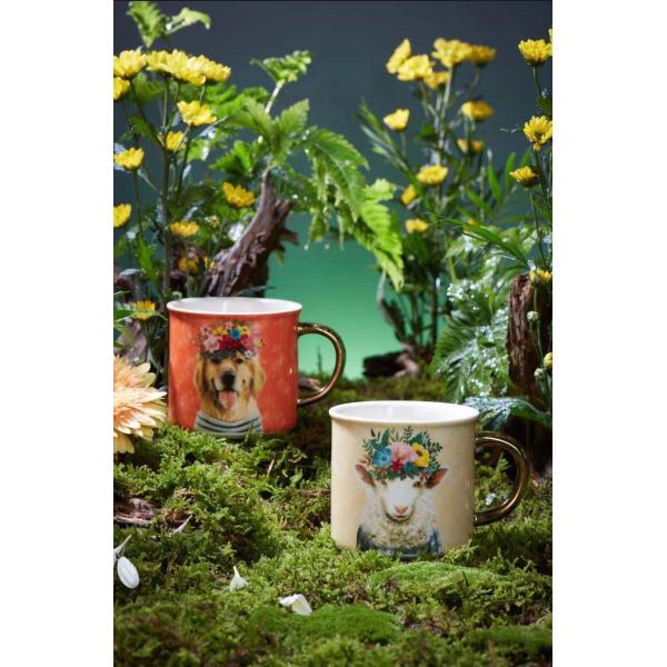 Creative Vintage Ceramic Tumbler Travel Coffee Water Mug Breakfast Milk Tea Cup Garden Coffee Cups