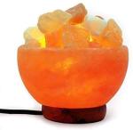 Natural Crystal Chunks Wood Base Himalayan Salt Lamp Bowl