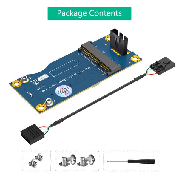 Mini PCI-E to Motherboard USB 9PIN Header Wireless Adapter Card With 1 Standard SIM Slot for GSM 3G 4G LTE WWAN Module