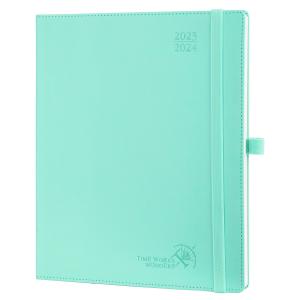 China Leatherette Paper Custom Academic Planner Large Writing Space Green factory
