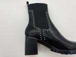 Tan soft cow leather Womens Dress ankle Boots with shaft studs in metal，square