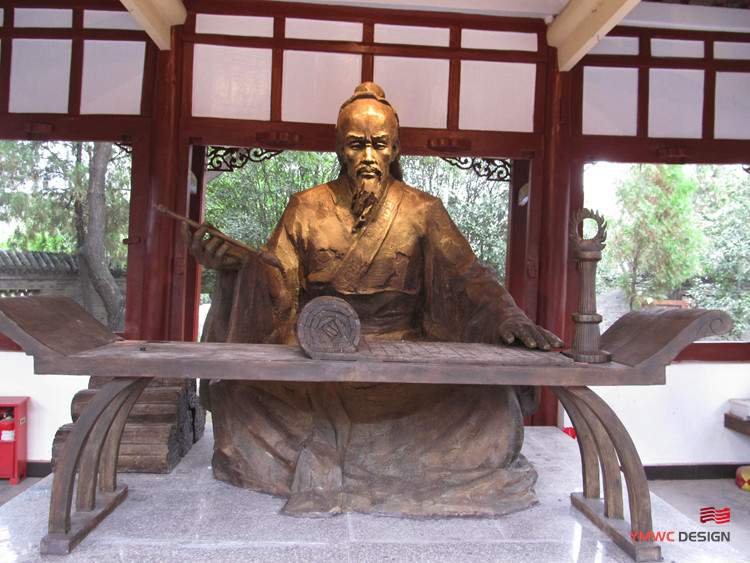 Bronze Statue of Hua Tuo in Red Copper Historical Figure Sculpture for Customization