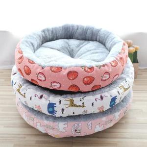China Thickened Arctic Velvet Warm Pet Nest Pad Round Linen Medium Large Puppy Cot factory
